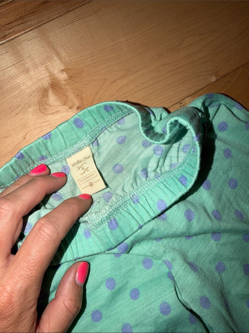 Girls' Floral Mix Green & Coral Pajama Set - Picture 6 of 6